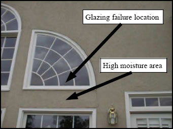 Glazing failure location